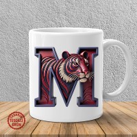 "M" Bordo Mavi Kaplan Harf Kupa Bardak