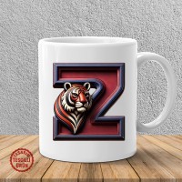 "Z" Bordo Mavi Kaplan Harf Kupa Bardak