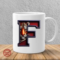 "F" Bordo Mavi Kaplan Harf Kupa Bardak