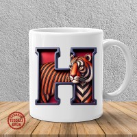 "H" Bordo Mavi Kaplan Harf Kupa Bardak