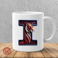 "I" Bordo Mavi Kaplan Harf Kupa Bardak