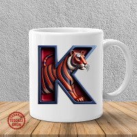 "K" Bordo Mavi Kaplan Harf Kupa Bardak