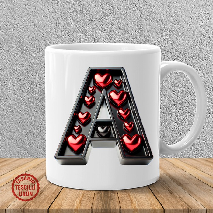 "A" Kalpli Harf Kupa Bardak