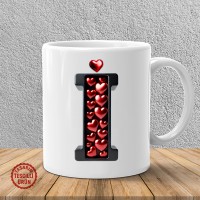 "İ" Kalpli Harf Kupa Bardak