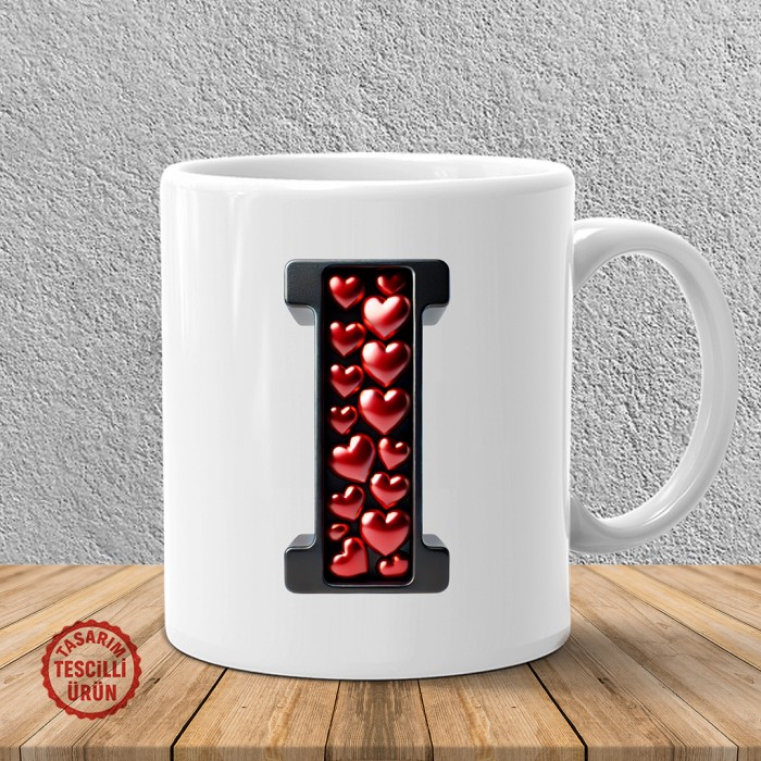 "I" Kalpli Harf Kupa Bardak