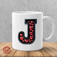 "J" Kalpli Harf Kupa Bardak