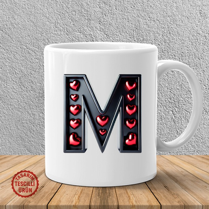 "M" Kalpli Harf Kupa Bardak
