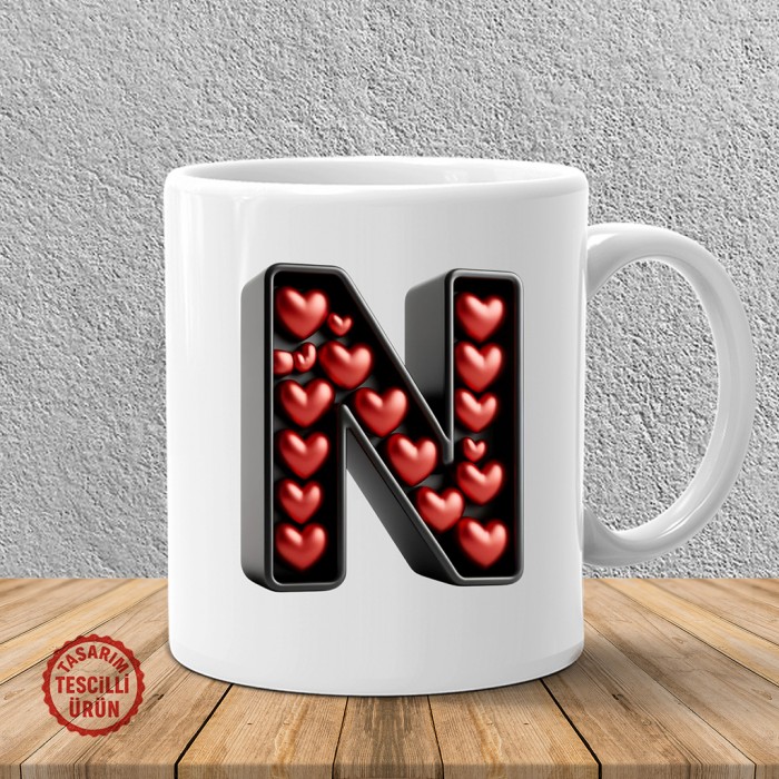 "N" Kalpli Harf Kupa Bardak