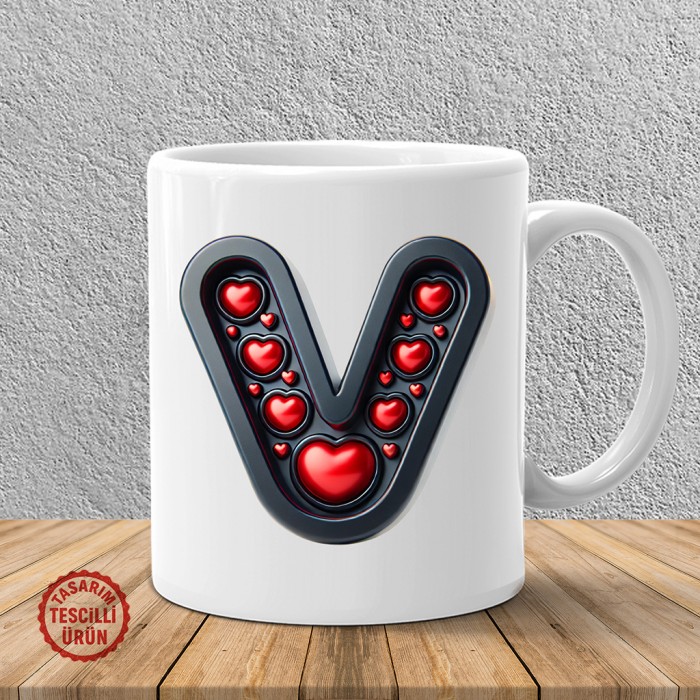 "V" Kalpli Harf Kupa Bardak