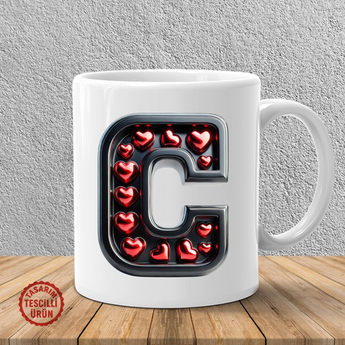 "C" Kalpli Harf Kupa Bardak