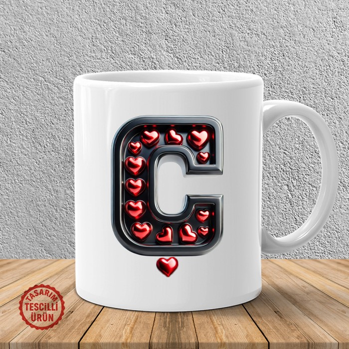 "Ç" Kalpli Harf Kupa Bardak