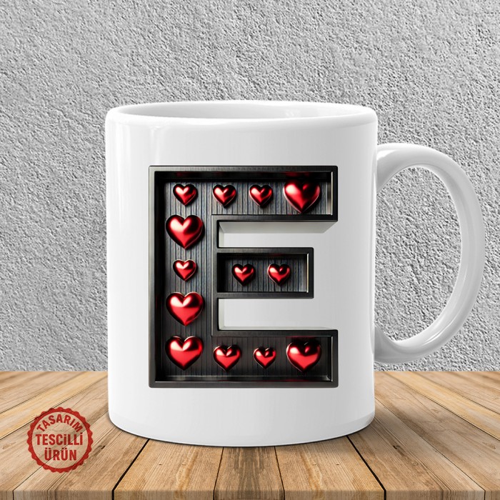 "E" Kalpli Harf Kupa Bardak