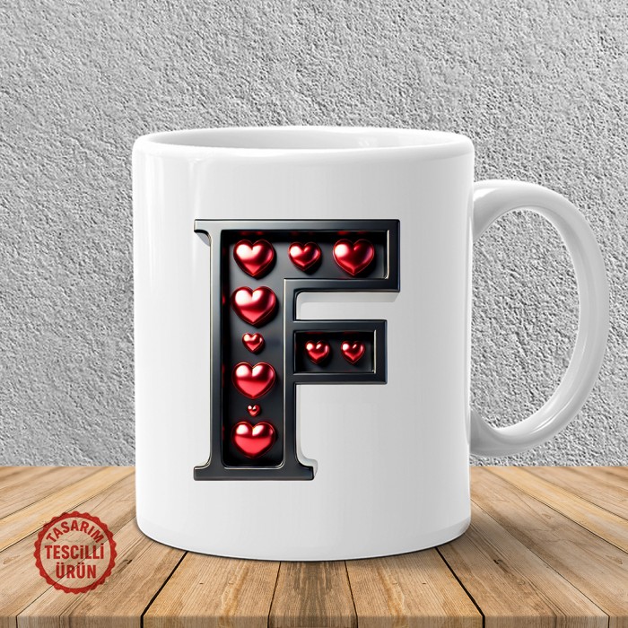 "F" Kalpli Harf Kupa Bardak