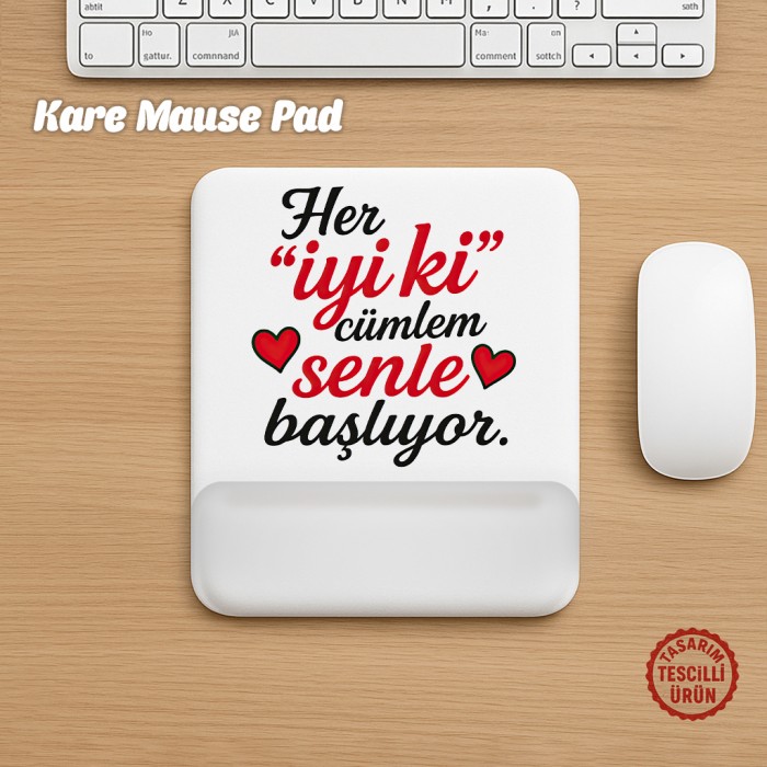 Her "İyi Ki" Cümlem Senle Başlıyor Kare Mouse Pad