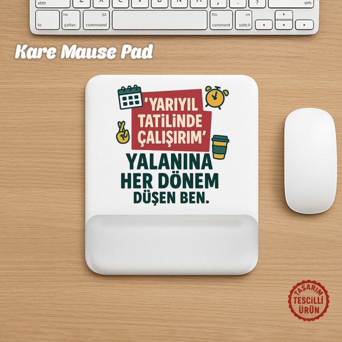 Yarıyıl Tatilinde Çalışırım Kare Mouse Pad