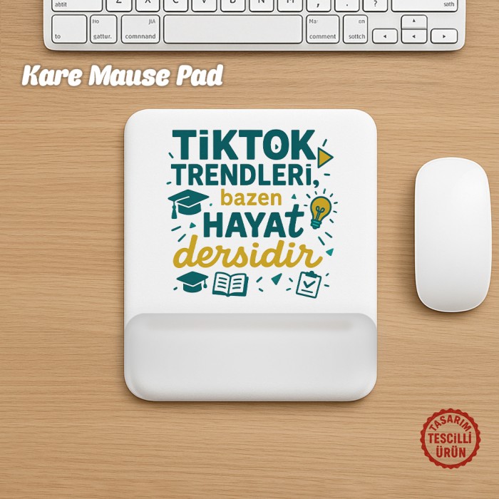TikTok Trendleri Bazen Hayat Dersidir Kare Mouse Pad