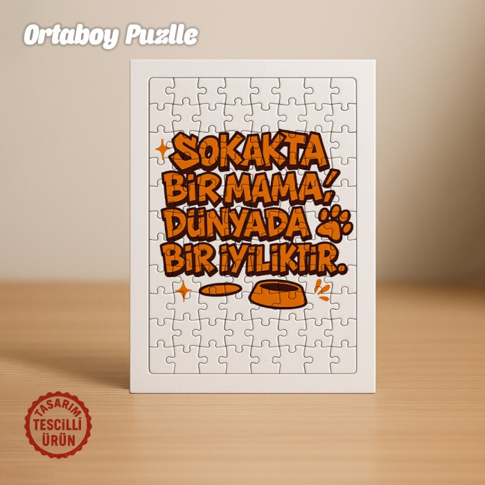 Sokakta Bir Mama, Dünyada Bir İyiliktir Orta Boy Puzzle