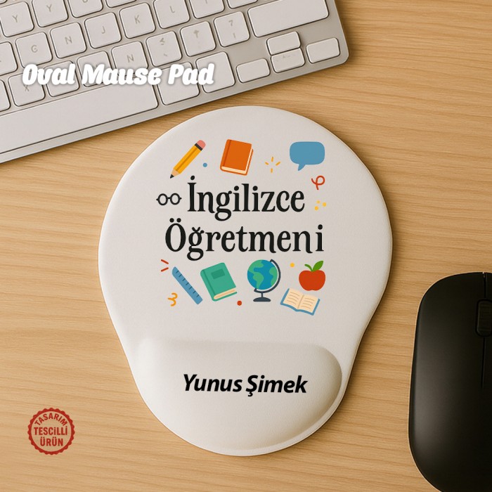 İngilizce Öğretmeni İsimli Oval Mouse Pad