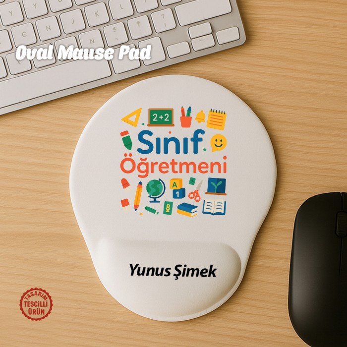Sınıf Öğretmeni İsimli Oval Mouse Pad