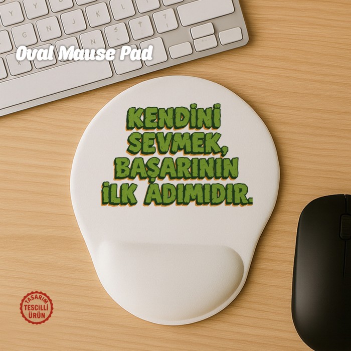 Kendini Sevmek Başarının İlk Adımıdır Oval Mouse Pad