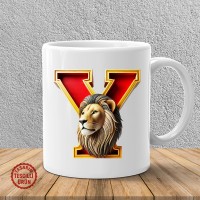 "Y" Sarı Kırmızı Aslan Harf Kupa Bardak