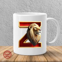 "Z" Sarı Kırmızı Aslan Harf Kupa Bardak