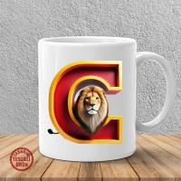 "C" Sarı Kırmızı Aslan Harf Kupa Bardak