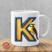 "K" Sarı Lacivert Kanarya Harf Kupa Bardak
