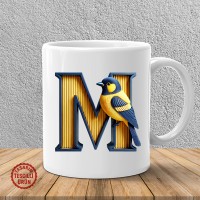 "M" Sarı Lacivert Kanarya Harf Kupa Bardak