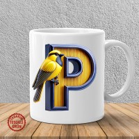 "P" Sarı Lacivert Kanarya Harf Kupa Bardak