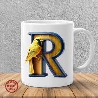 "R" Sarı Lacivert Kanarya Harf Kupa Bardak