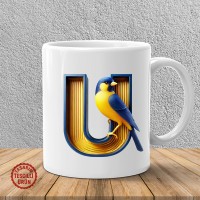"U" Sarı Lacivert Kanarya Harf Kupa Bardak