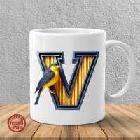 "V" Sarı Lacivert Kanarya Harf Kupa Bardak