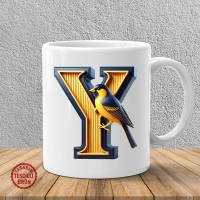 "Y" Sarı Lacivert Kanarya Harf Kupa Bardak