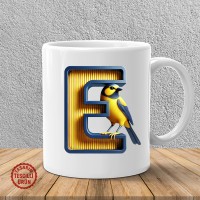 "E" Sarı Lacivert Kanarya Harf Kupa Bardak