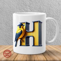 "H" Sarı Lacivert Kanarya Harf Kupa Bardak