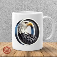 "O" Siyah Beyaz Kartal Harf Kupa Bardak