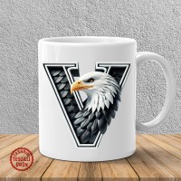 "V" Siyah Beyaz Kartal Harf Kupa Bardak