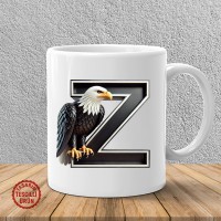 "Z" Siyah Beyaz Kartal Harf Kupa Bardak