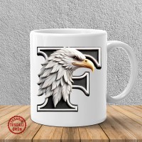 "F" Siyah Beyaz Kartal Harf Kupa Bardak