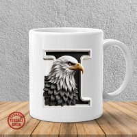 "I" Siyah Beyaz Kartal Harf Kupa Bardak