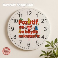 Pozitif Enerji En Büyük Mıknatıstır Yuvarlak Ahşap Saat