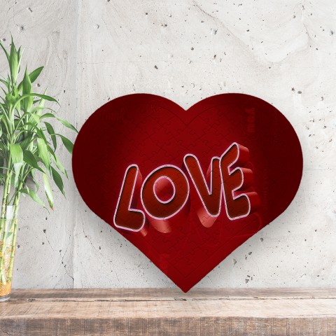 3 Boyutlu Love Yazılı Büyük Kalp Puzzle