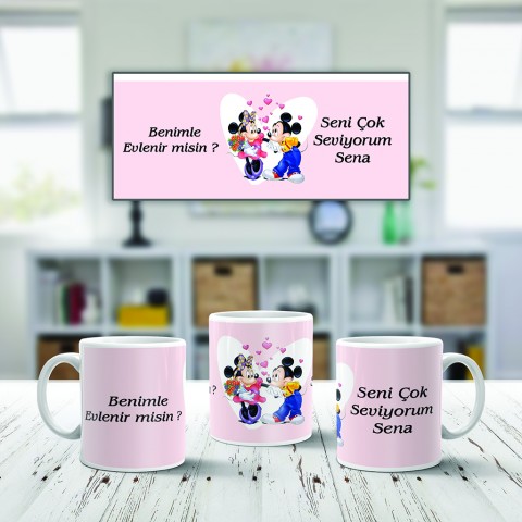 Mickey Fare&#039;li Yazılı Kupa Bardak