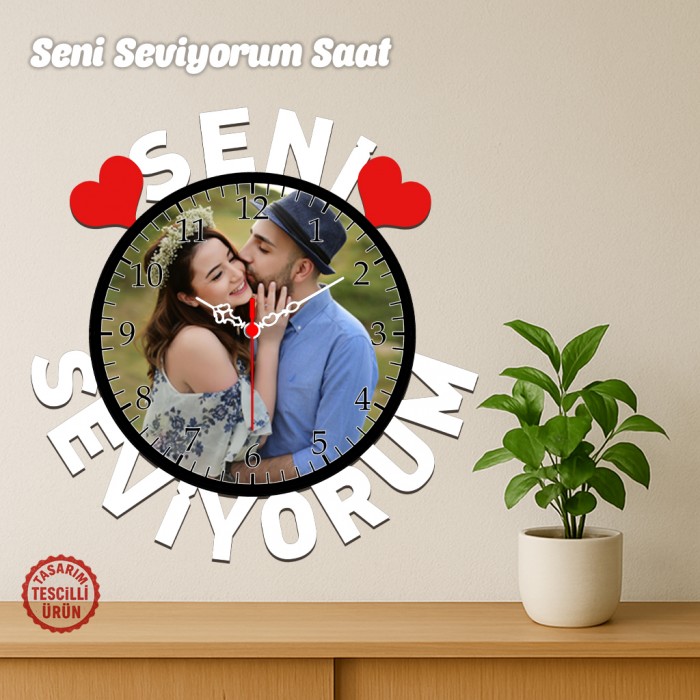 Seni Seviyorum Ahşap Saat 