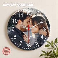 Yuvarlak Ahşap Saat 